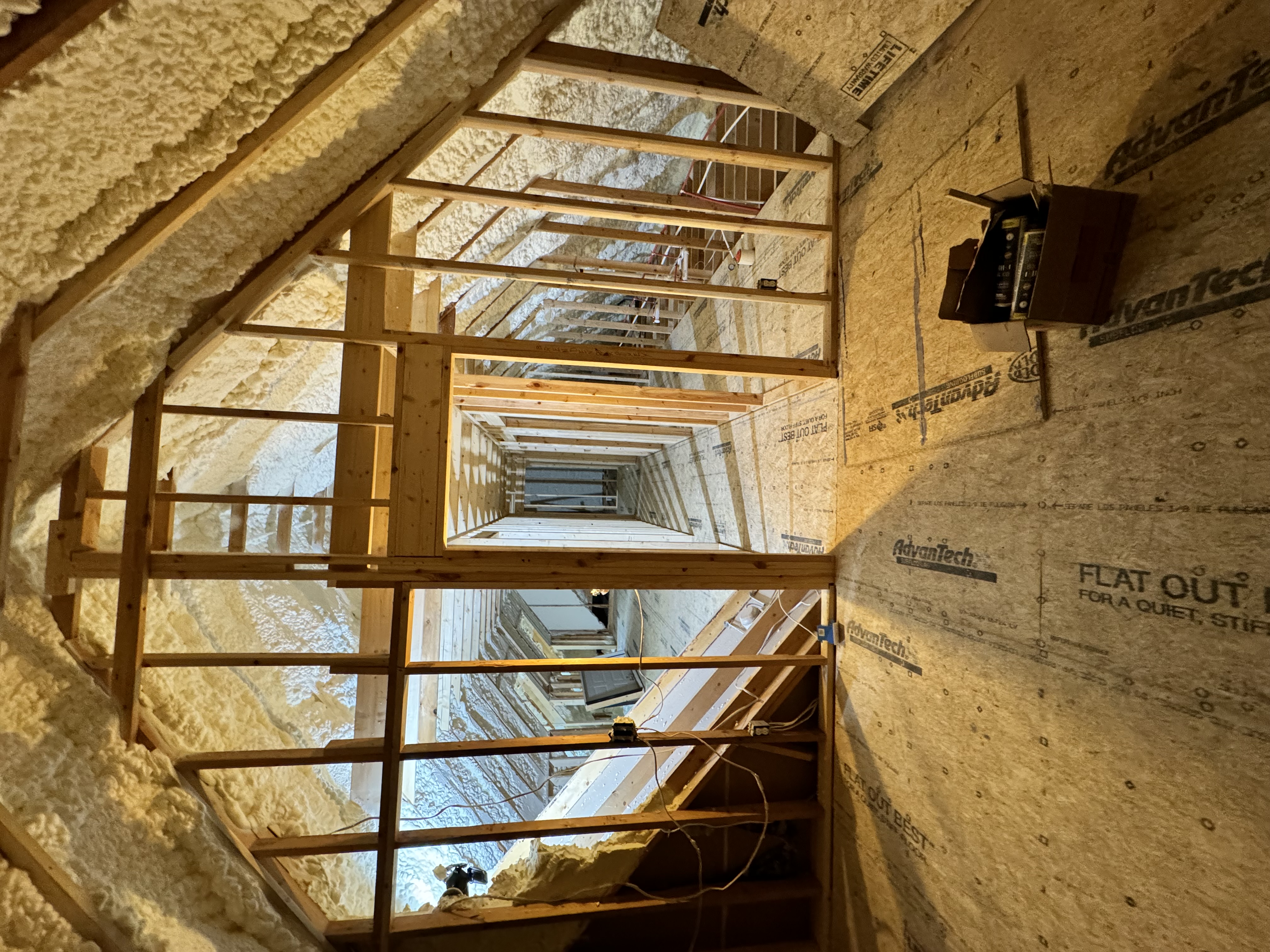 Hallway framing with electrical rough-in complete