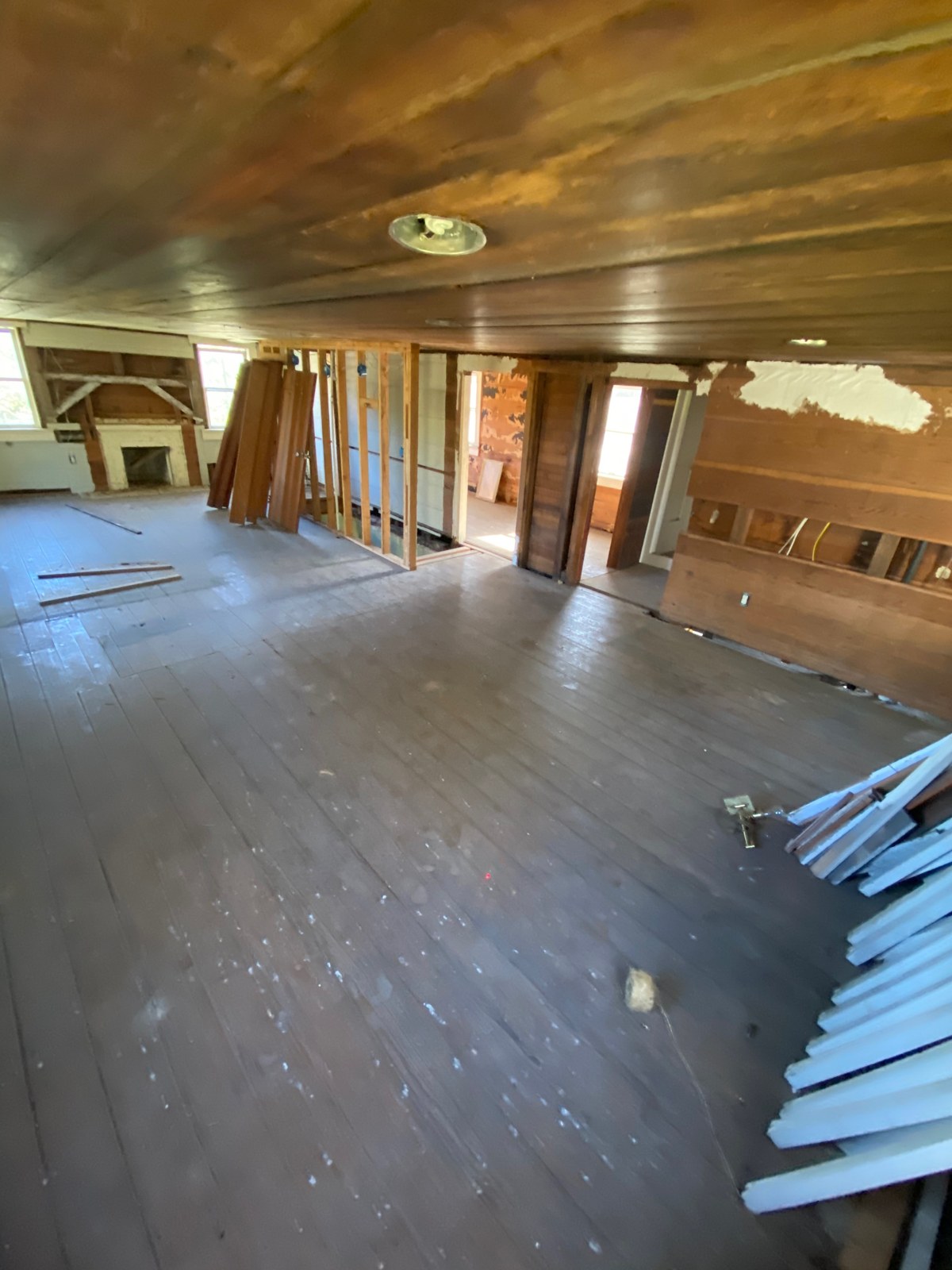 The long front room. Every joist under this floor was carried by a girder that had given up