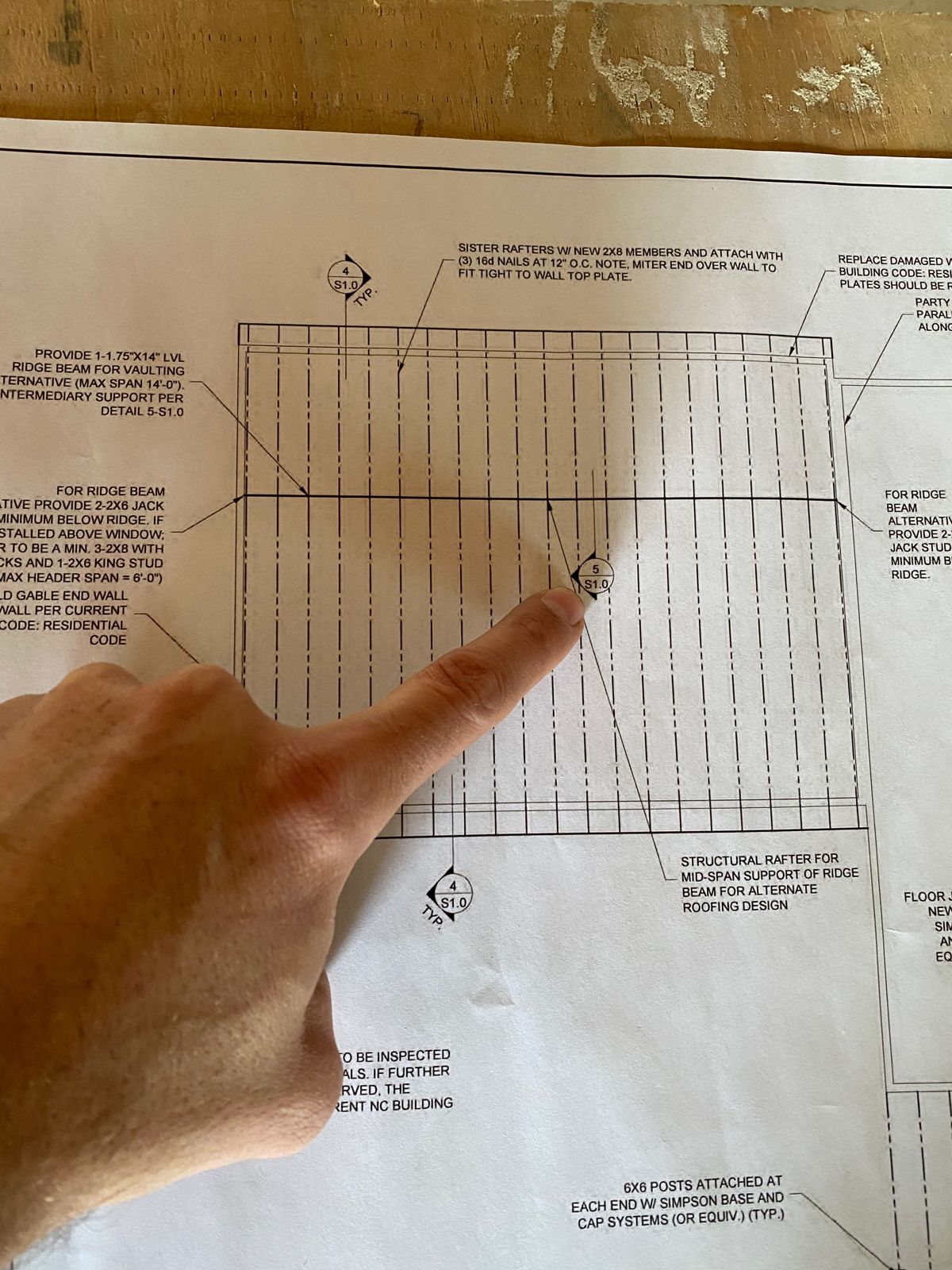 The engineer's drawing with the new piers numbered. Every footing we poured matches a number on this sheet