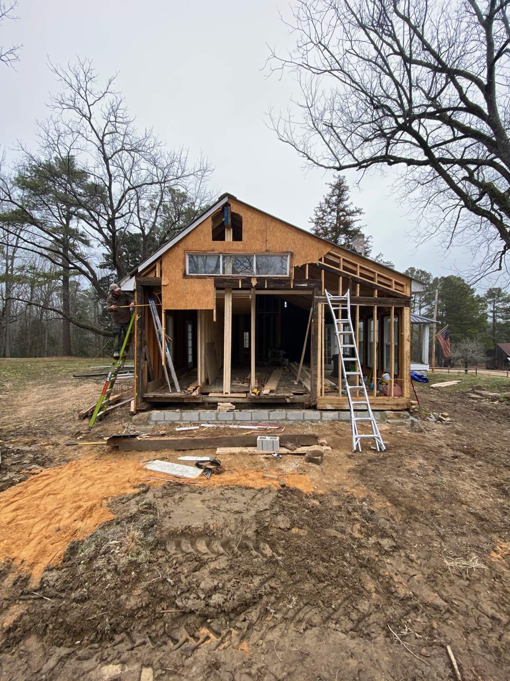With a new foundation, we are reframing the gable wall wall