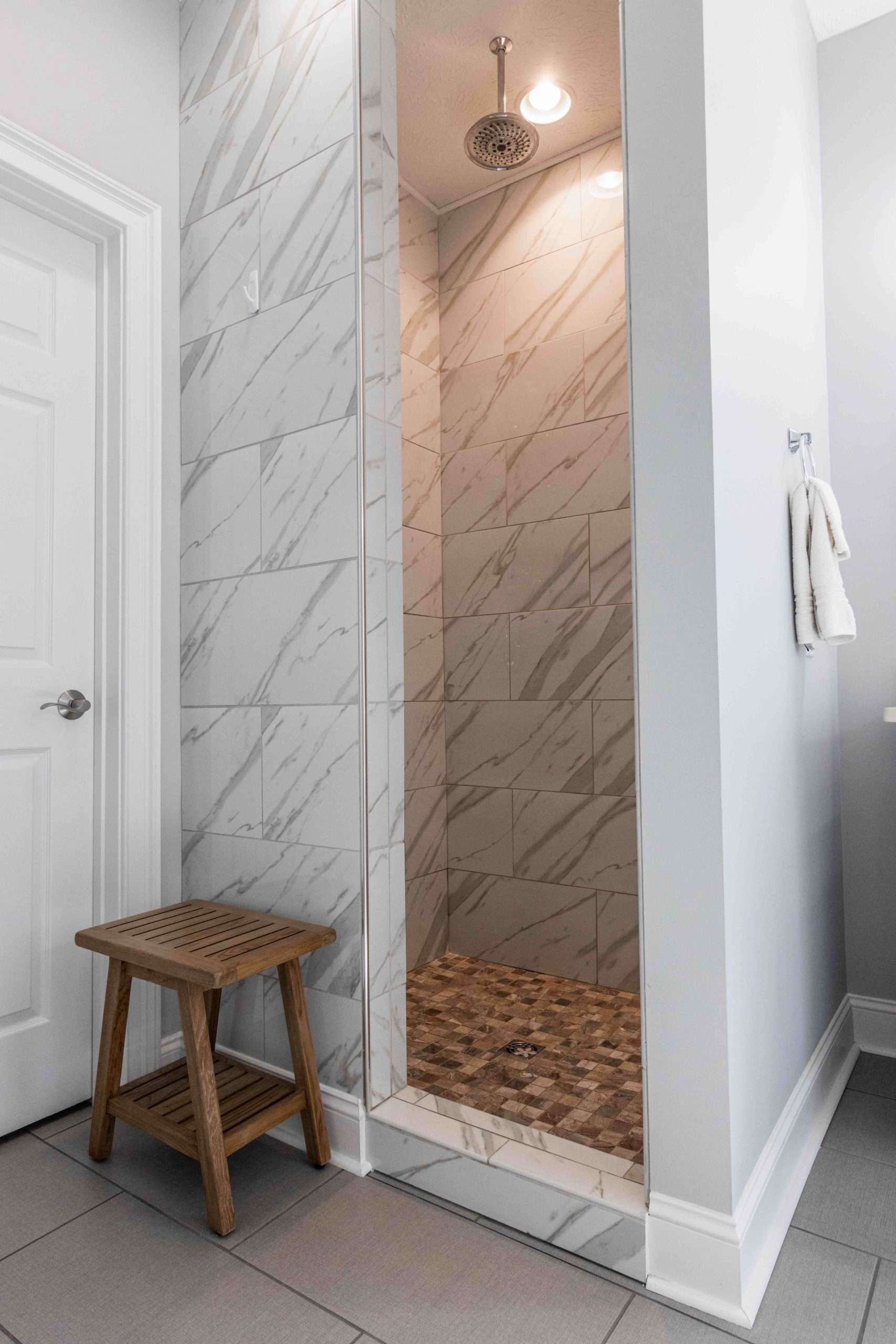 Custom European-style shower installation with quality materials